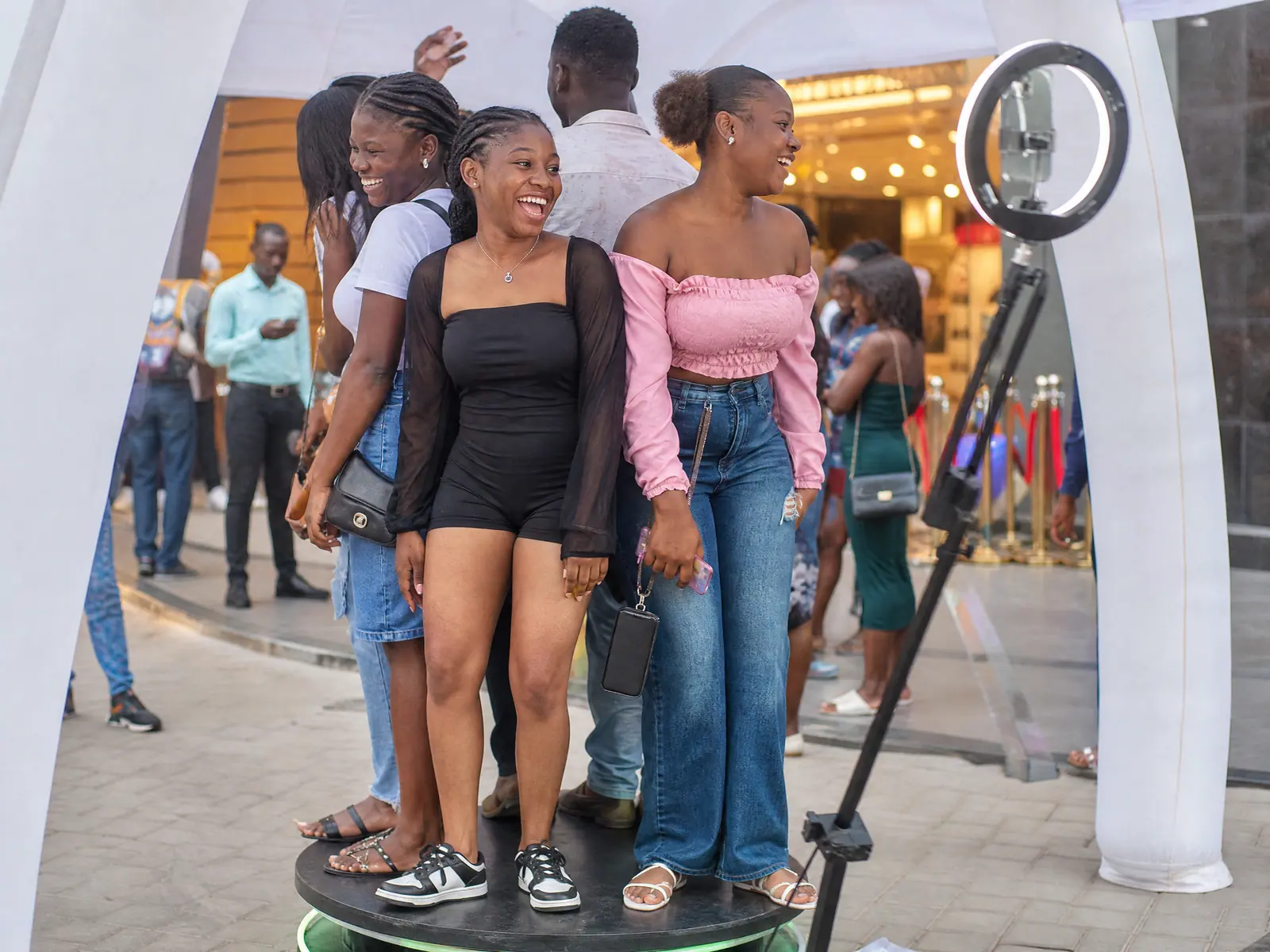 Brand Activation & Launch Booth with guests in Freetown