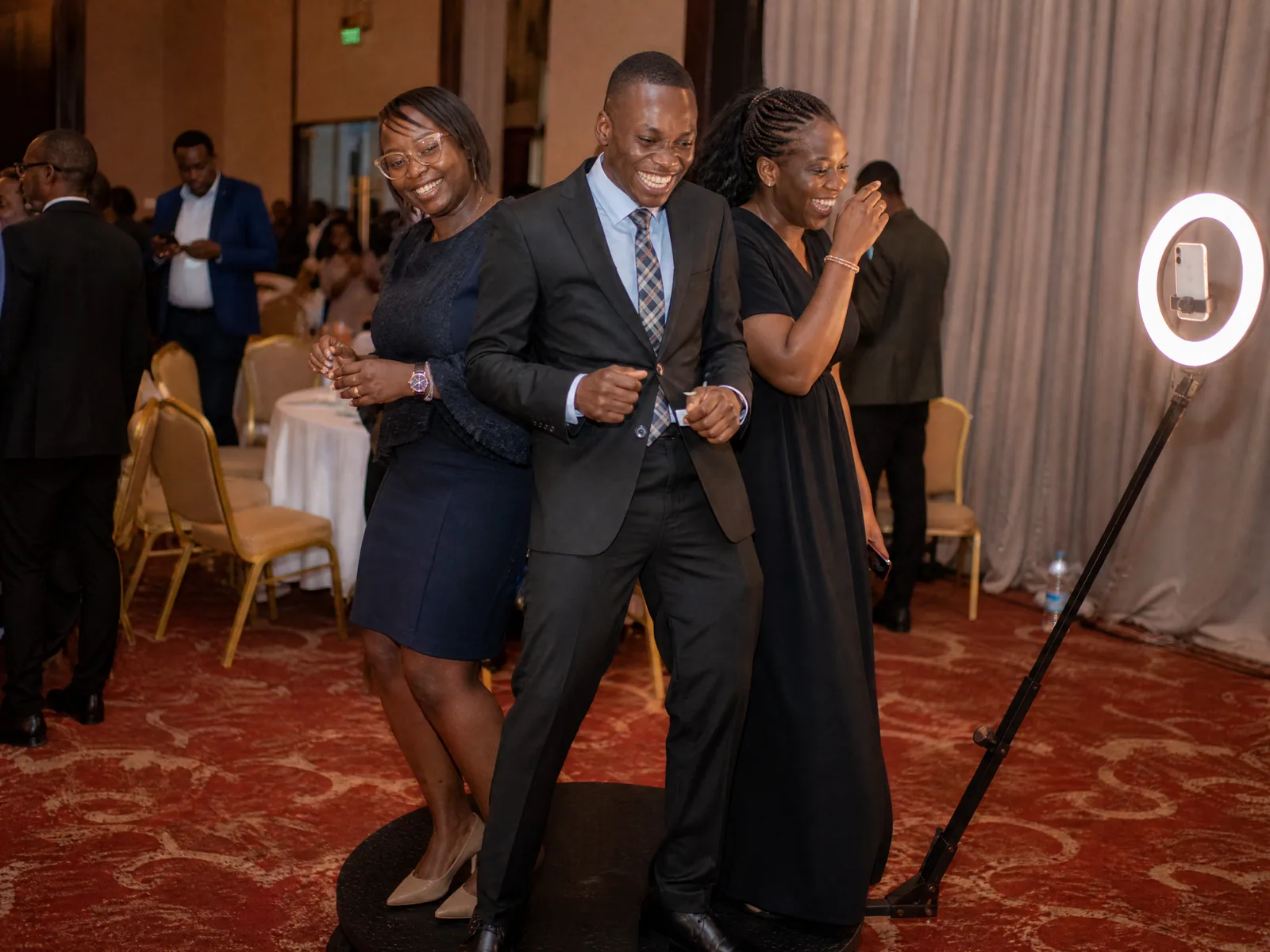 Corporate Event 360 Booth with guests in Freetown