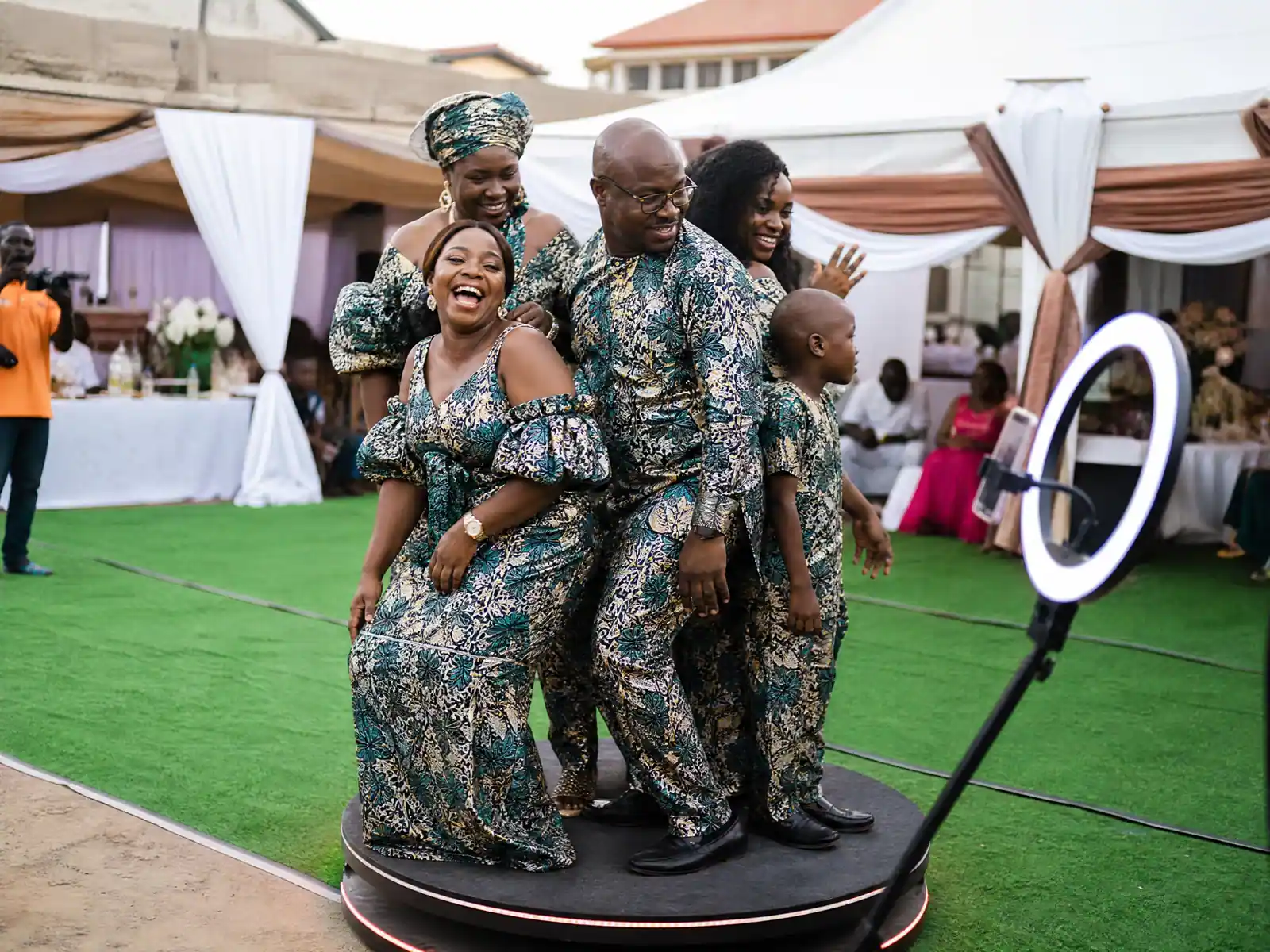 Traditional Wedding 360 Booth with guests in Freetown