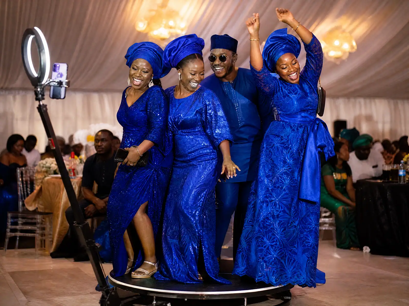 Wedding 360 Photo Booth with guests in Freetown